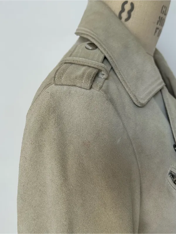 Women’s Suede Moto Jacket in Light Taupe - Image 8
