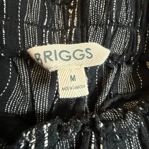 Briggs Womens‎ Linen Blend Striped Pull On Pants Black White Medium 1760053 - Image 6