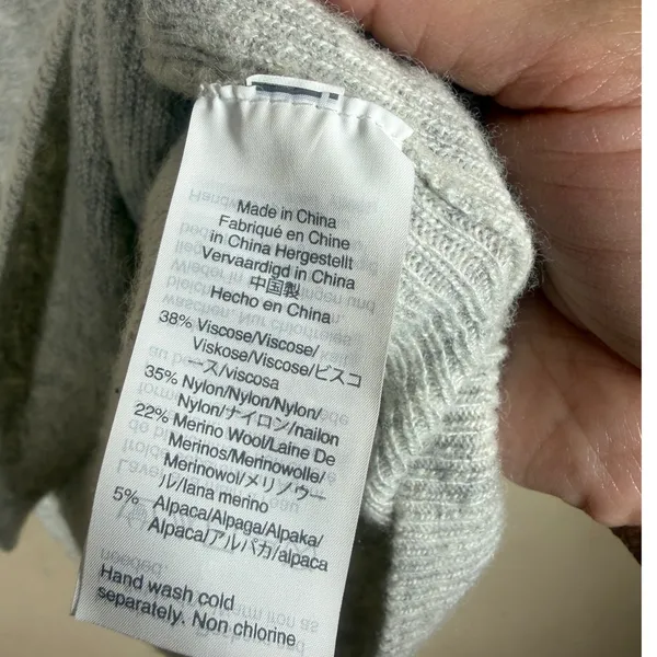 Madewell Womens Heather Gray Merino Wool Alpaca Blend V-Neck Sweater Large - Image 5