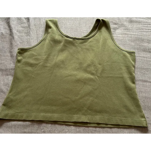 Liz Baker Petite Womens Large Tank Top Olive Green Scoop Neck Cotton Lycra - Image 11