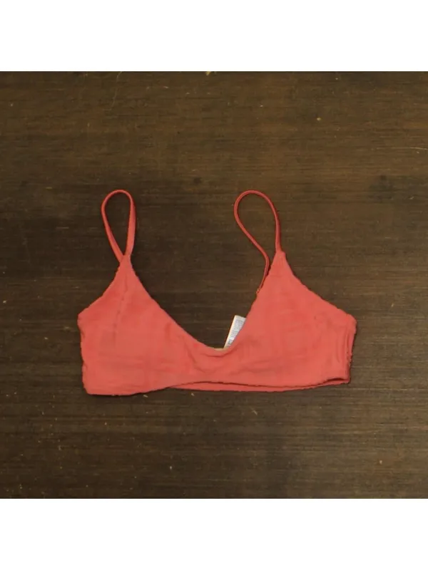 NEW Cotton On Womens Super Scoop-Neck Bikini Top Shell Pink Terry Jacquard S - Image 4