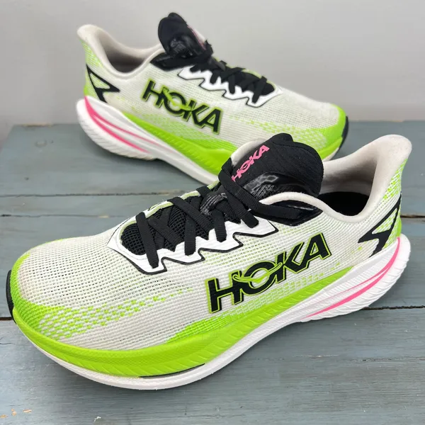 Hoka Mach X 3 Womens Running Shoes Lime Green White Pink 1168721 WNL US 8B - Image 7