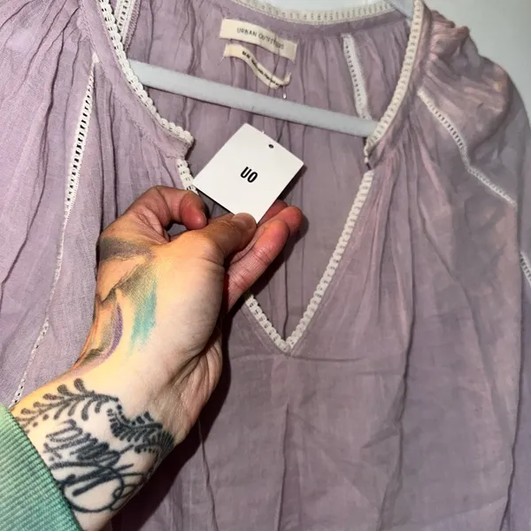 NWT UO Wild Horses Tassel Blouse In Lilac - Image 4
