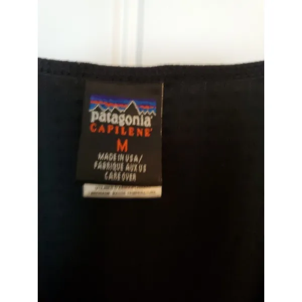 Patagonia Capilene Baselayer Long Sleeve top Size M Black Made In USA - Image 11