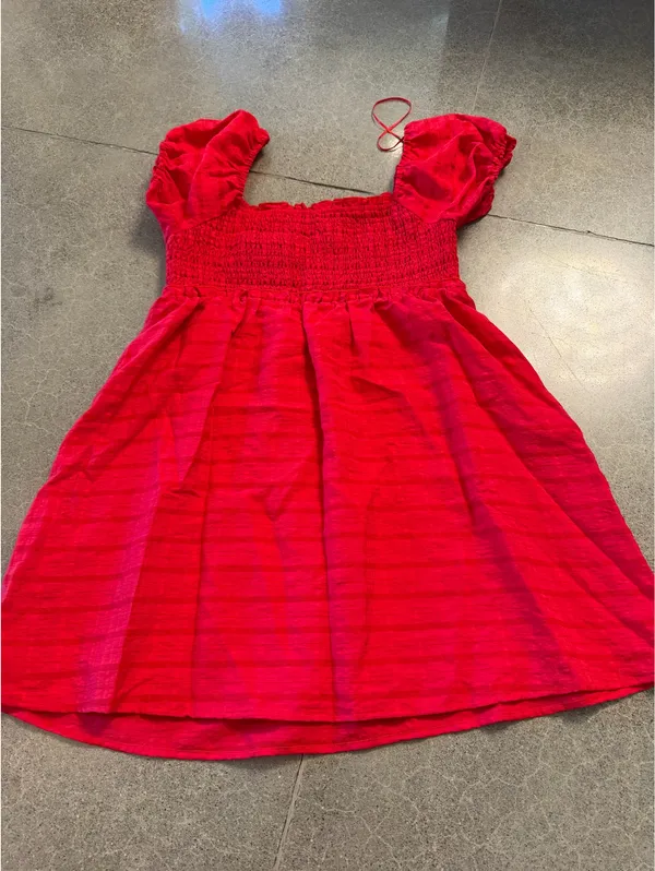 Le Lis Red Smocked Puff Sleeve Mini Dress - Image 3