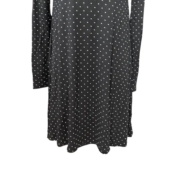 Old Navy A-Line Dress Polka Dot Print Long Sleeves Knee Length Black Women's S - Image 3