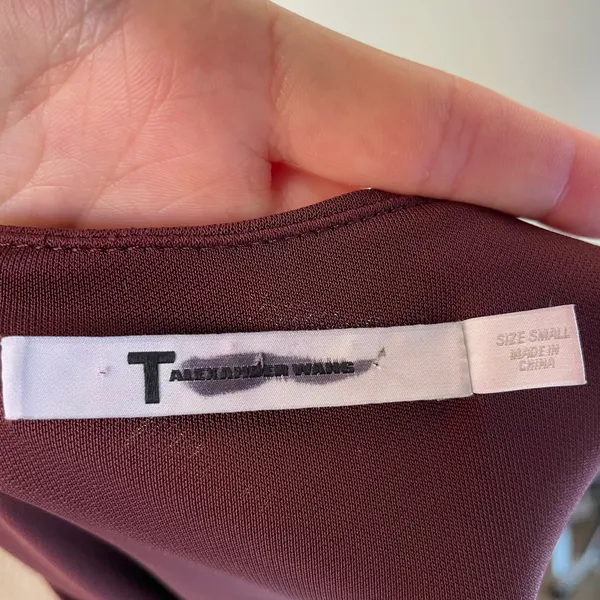 Alexander Wang T by women’s burgundy mesh inset fitted knit dress size small S - Image 11
