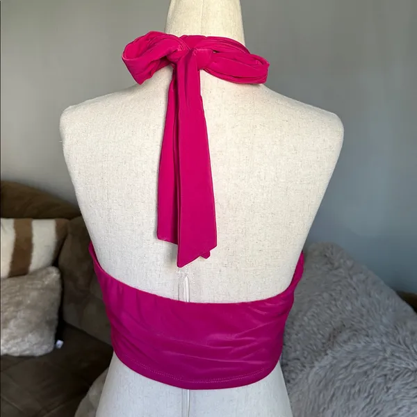 Hot Pink Cross Halter Crop Top Size M - Image 3