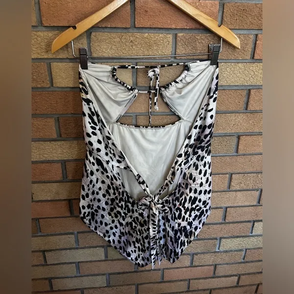 Good American Ruched Halter One-Piece Swimsuit Cheetah Rose Print Size 6 (3X) - Image 3