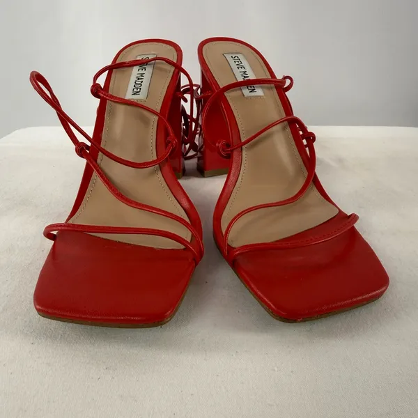 Steve Madden Leverage Wrap Tie Heels in‎ Red Size 9 - Image 3