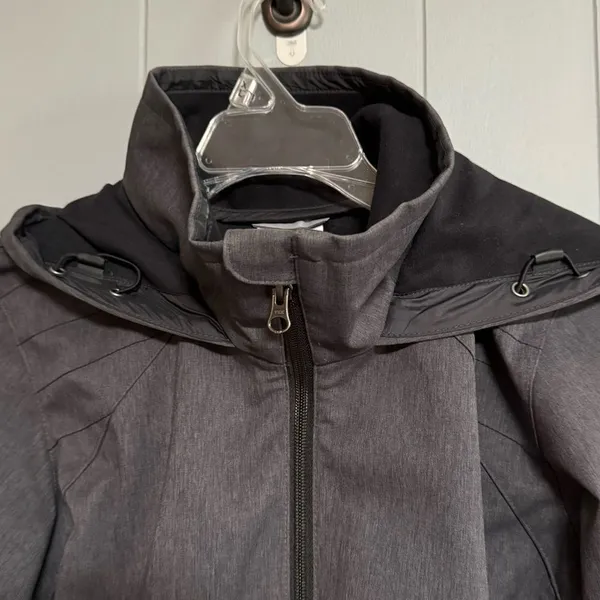 COLUMBIA Take to the Streets II Trench Coat Tie Waist Hood Gray Size Small - Image 4