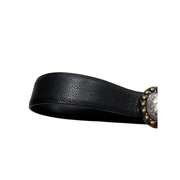 Chicos Womens Black Leather Belt W/ Two-Tone Decorative Buckle S/M SKU 6989 - Image 2
