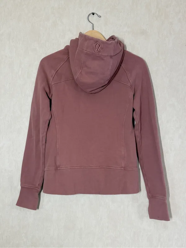 Lululemon Women’s Scuba Full Zip Hoodie Light Cotton Fleece in Pink Mauve a8 - Image 4