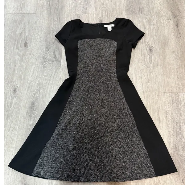 White House Black Market Colorblock Fit & Flare Feminine Tweed Career Dress Sz 0 - Image 7