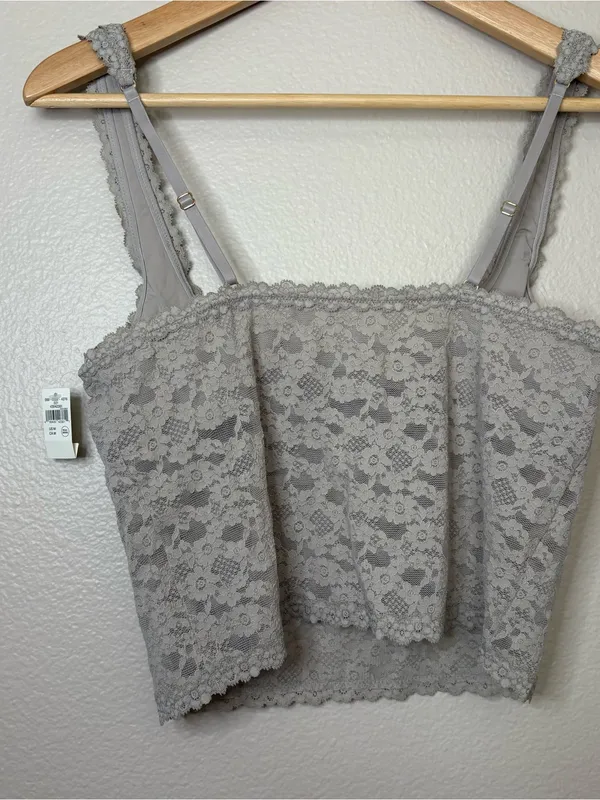 Aerie lace top grey summer beach coquette party medium trending - Image 5
