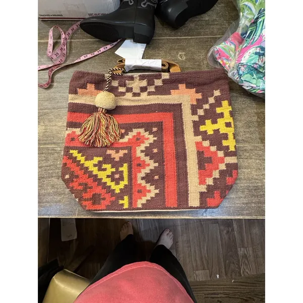 Panache‎ Boho Gypsy Long Large Lima Tote Aztec Southwestern Tapestry - Image 3