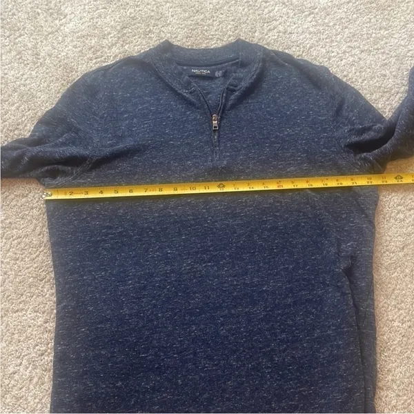 Nautica Size Large Navy Blue 1/4 Zip Pullover Shirt. - Image 6