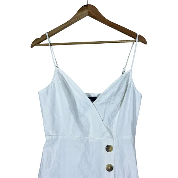 NWT Lulus Surplice Solid Mini Dress White Summer Boho Button Detail Size M - Image 2