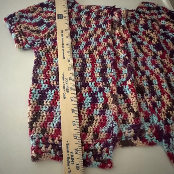 Handmade Crochet Cardigan Short Sleeve Multi Color Variegated Boho Bolero Hippie - Image 5