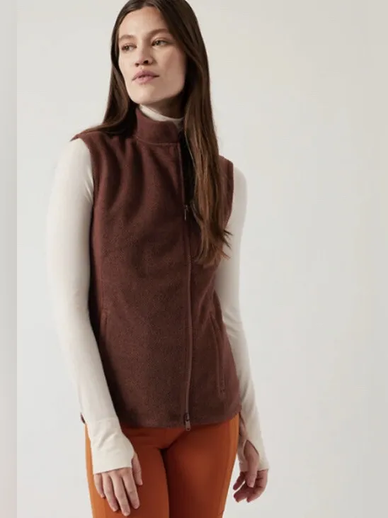 Athleta Stroll Fleece Moto Vest size‎ xs Rust Orange - Image 2