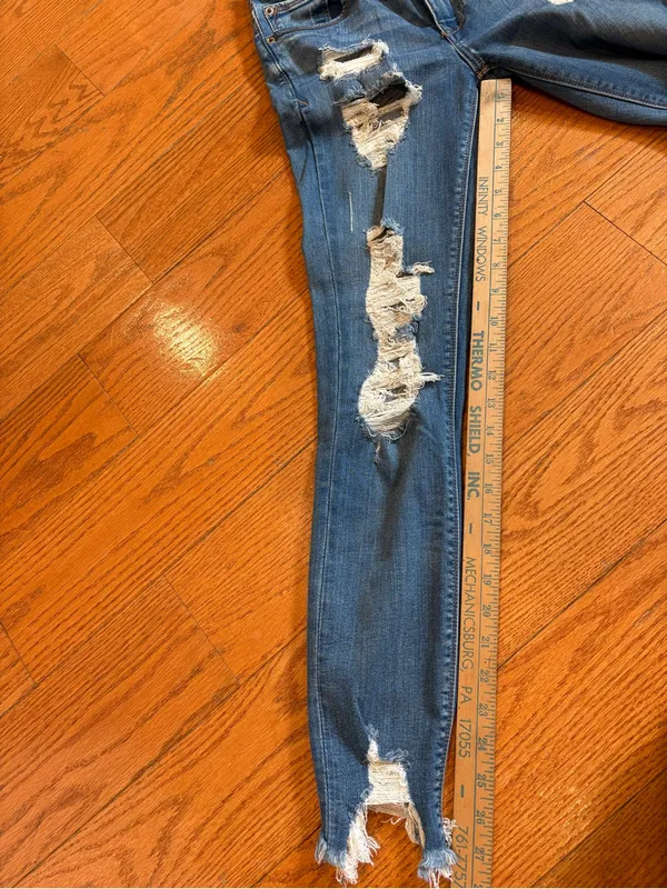 Express Mid Rise Ankle Legging Jeans Size 6 Distressed Frayed Hem Stretch Skinny - Image 6