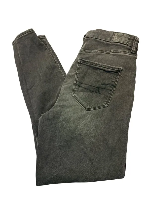 American Eagle Curvy Super Hi Rise Jegging Black Next Level Stretch Distress 10 - Image 4