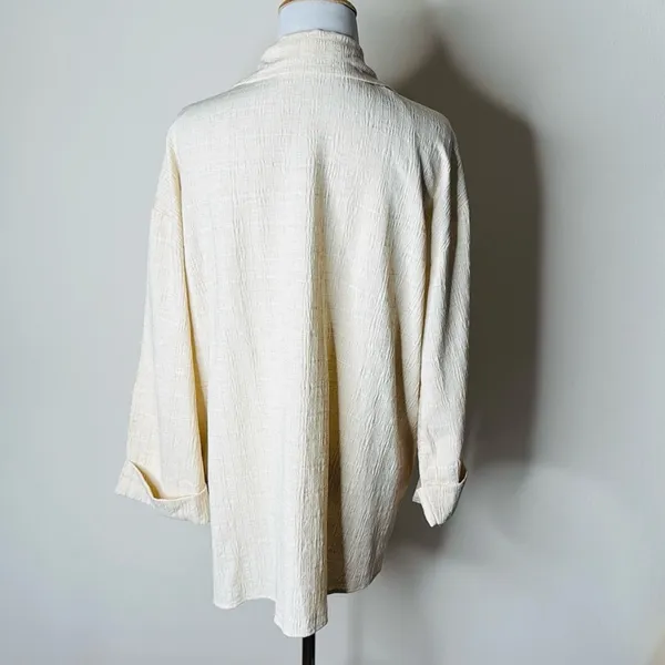 Zara Ivory Crinkled Oversized Relaxed Fit Blazer - Image 7