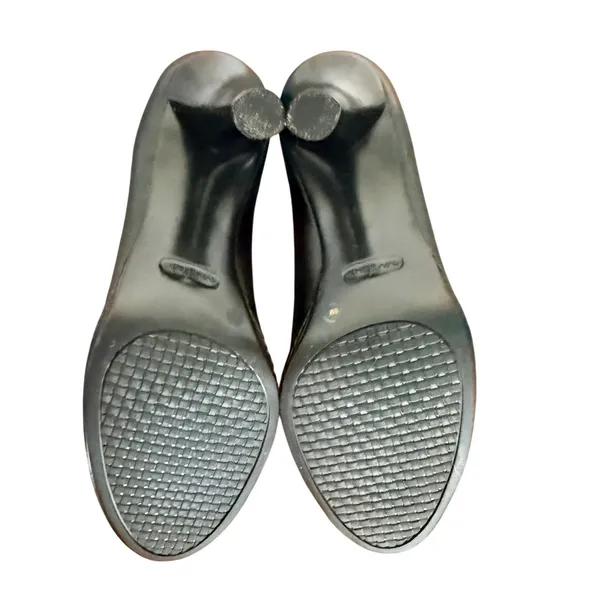 Nurture by Lamaze Sally Black Leather Peep Toe Wingtip Heels Shoes Size‎ 6 - Image 5