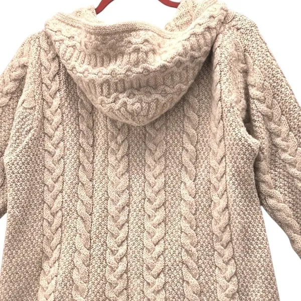 Vintage Aran Crafts Merino Cardigan Cream Large‎ - Image 4