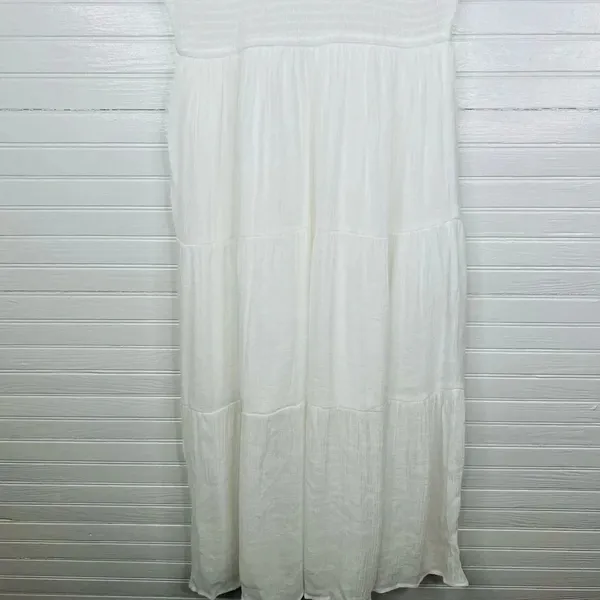 Blu Pepper Women's Smocked Ruffle Sleeve Tiered Midi Dress White Size M - Image 6