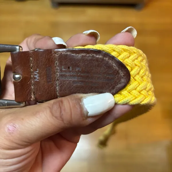 The Limited Vtg Leather Butter Yellow Woven Quiet Luxury Coastal Fisherman Belt M/L - Image 3