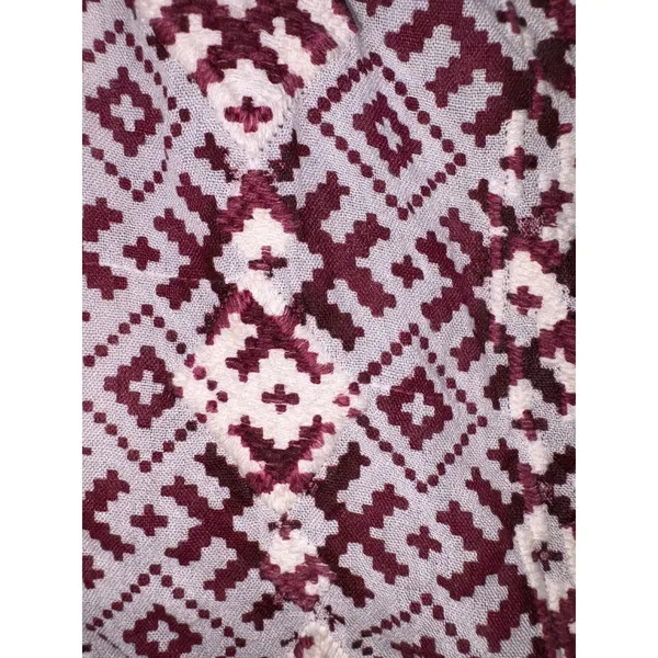 Womens Geometric Diamond Print Long Sleeve Button Down Midi Shirt Dress Burgundy - Image 6