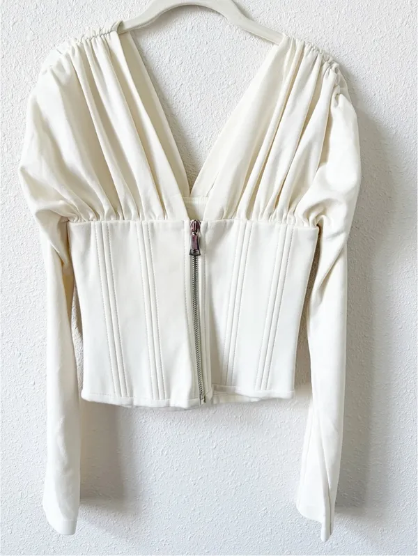 Ceren Ocak Bustier Top Ecru Size XS Neutral Luxury Party Going Out - Image 2
