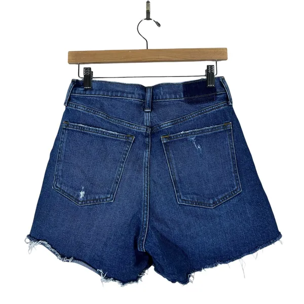 Abercrombie & Fitch Curve Love 4" Mom Short Distressed Denim Dark Wash Size24/00 - Image 4