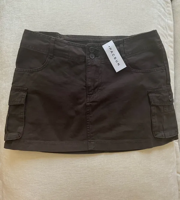 John Galt Brown Cargo Mini Skirt - Image 4