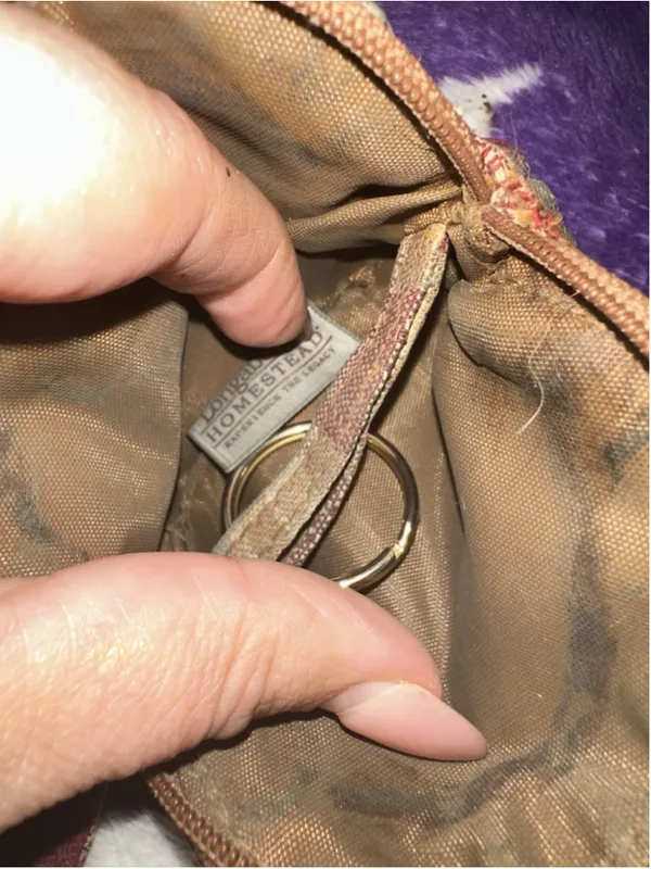 Longaberger Vintage Zip Top Orchard Plaid Coin Change Purse Key Ring - Image 5
