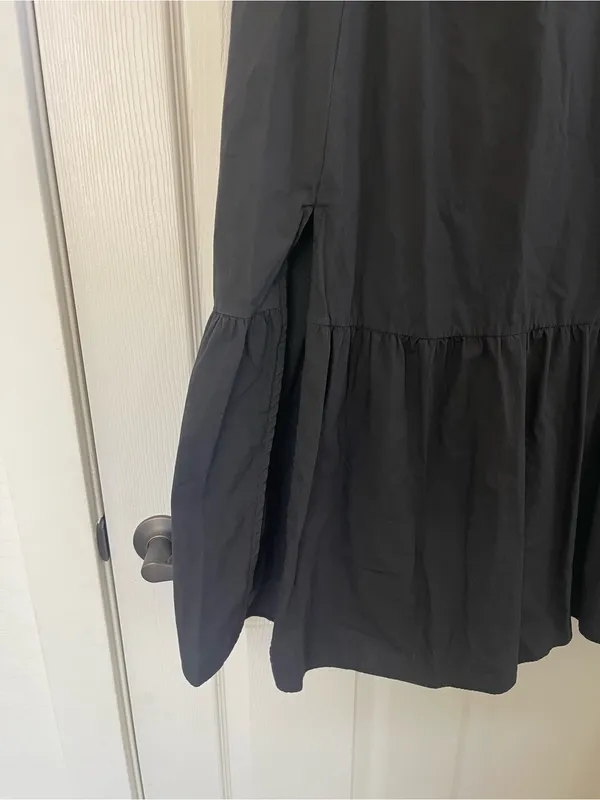 Women’s ASTR the Label Poplin Puff Sleeve Tiered Midi Dress Black Size M - Image 5