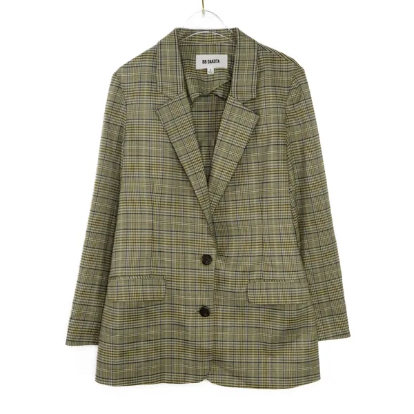 Urban Outfitters BB Dakota Tan Brown Plaid Blazer Jacket Small - Image 2