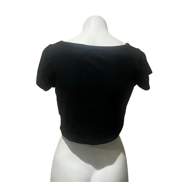 Madewell Womens Cropped T-Shirt Size M Black Solid Scoop Neck Short Sleeve - Image 3