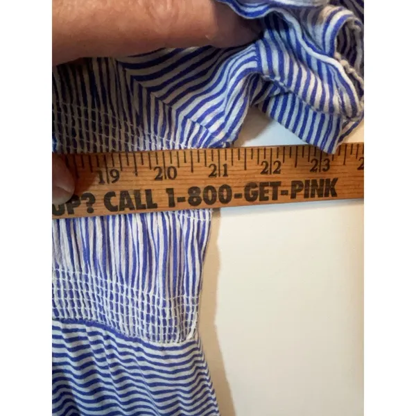 Cactus + Pearl XXL Blue White Striped Smocked Maxi Dress Rayon Boho Casual Coast - Image 8