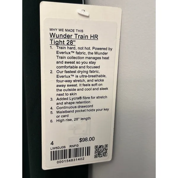 Lululemon Wunder Train tights Rainforest Green size 4 28” NWT authentic - Image 5