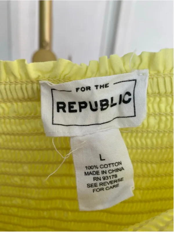 For The Republic Maxi Dress Neon Lemon Yellow Smocked‎ Cotton Resort Coastal L - Image 6