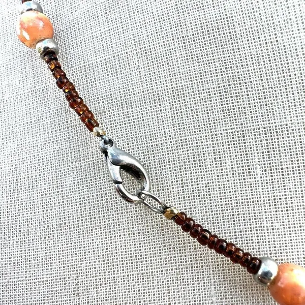 Carnelian Orange beaded pendant necklace - Image 6