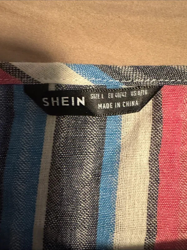 SHEIN Striped Blue Pink Green Multi-Color Women's Shorts Set - Image 4