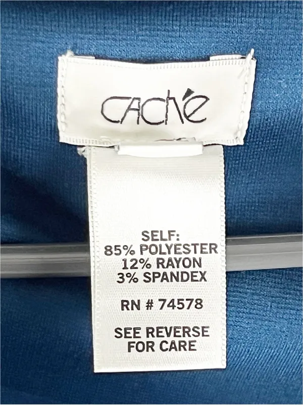CACHE Blue Short Sleeves Cowl Neck Pintuck Pleats Dress Size 12 Office Career - Image 4