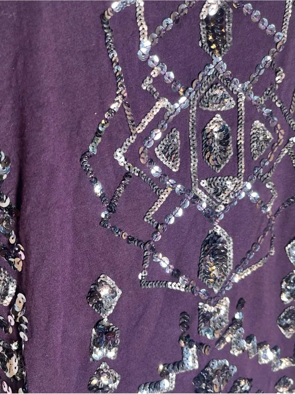 Express Purple Sequin Embellished Tank Top - Image 3