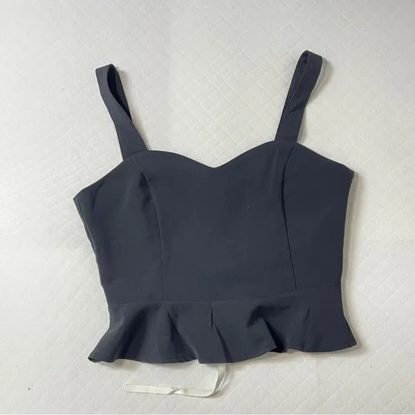 Alythea Black Lace‎ Up Peplum Crop Top size medium - Image 5