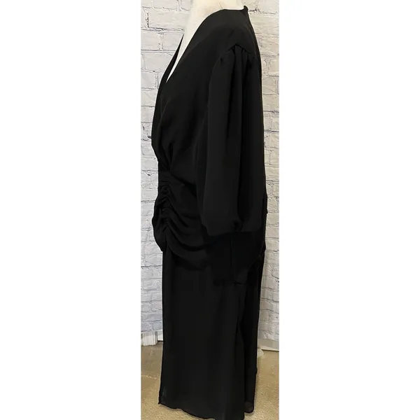 Chelsea28 Forget Me Not Gathered Waist Black Short Sleeve Dress Size XXL - Image 4