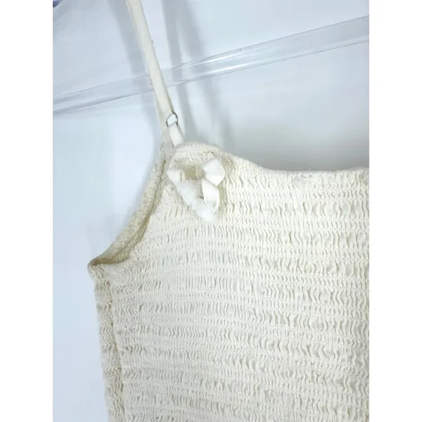 John Galt Brandy Melville Cream Smocked Linen Blend Crop Top Cami One Size - Image 7