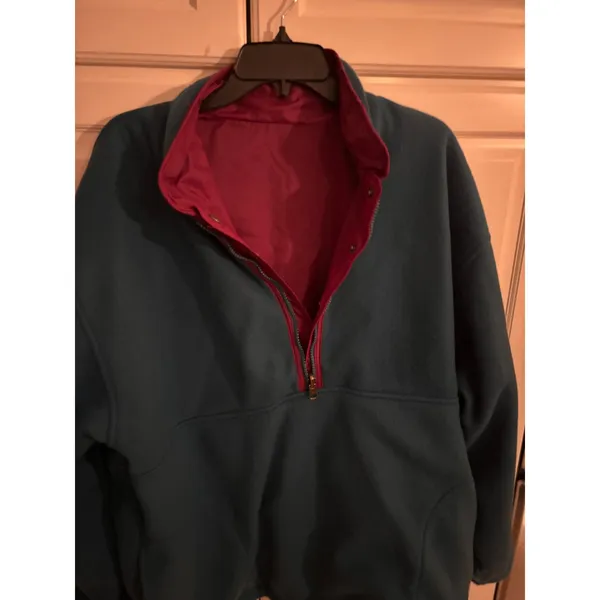 JENNIFER‎ MOORE ACTIVEWEAR Reversible Anorak Fleece Jacket Burgundy Teal XL - Image 4